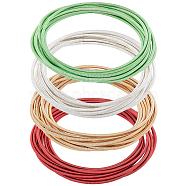 40Pcs 4 Styles Steel Wire Round Snake Chain Stretch Bracelets Set, Guitar String Coil Bracelets for Women, Mixed Color, Inner Diameter: 2-1/4~2-1/4 inch(5.8~5.85cm), 10Pcs/style(BJEW-BC0001-20)
