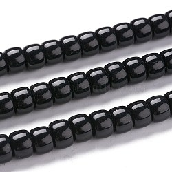 K9 Glass Beads Strands, Imitation Jade Glass Beads, Column, Black, 8~8.5x5.5~6mm, Hole: 1.4mm, about 67pcs/Strand, 15.83 inch(40.2cm)(X-GLAA-K039-C09)