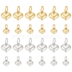 Elite 24Pcs 4 Style Alloy Charms, with 304 Stainless Steel Jump Rings, Heart, Platinum & Golden, 9~12x8~12x4~6mm, Hole: 4.6~6.5mm, 6pcs/style(FIND-PH0010-66)