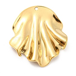 304 Stainless Steel Pendants, Shell Charm, Real 18K Gold Plated, 32x29x4.5mm, Hole: 1.4mm(STAS-I202-17G)