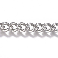 201 Stainless Steel Chain, Curb Chain, Twisted Chain, Unwelded, Stainless Steel Color, 9x6.5x3.5mm(CHS-G017-15P)