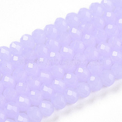 Glass Beads Strands, Imitation Jade, Faceted, Rondelle, Lilac, 3.5~3.8x3mm, Hole: 0.4mm, about 113~115pcs/strand, 32.5~33cm(EGLA-A044-J3mm-D11)