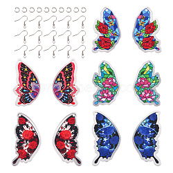 DIY Butterfly Acrylic Dangle Earring Making Kit, Mixed Color, 44.5x28x2.5mm, Hole: 1.8mm(DIY-TA0009-11)