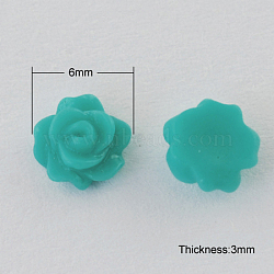Resin Cabochons, Flower, Medium Turquoise, 6x3mm(CRES-B3430-A12)