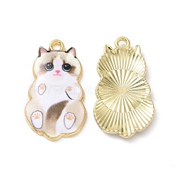 Alloy Enamel Pendants, Light Gold, Cat, Camel, 25x14x2.3mm, Hole: 1.6mm(FIND-E031-02B)