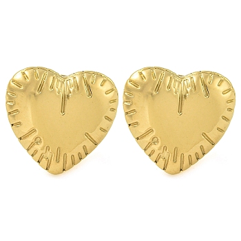 Ion Plating(IP) 304 Stainless Steel Stud Earrings for Women, Heart, Golden, 14x15mm