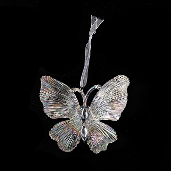 Christmas Transparent Acrylic Big Pendant Decorations, for Christmas Tree Hanging Oranments, Butterfly, 147mm