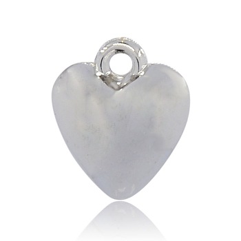 CCB Plastic Heart Pendants, Platinum, 26x23x12mm, Hole: 3mm