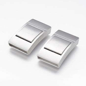 304 Stainless Steel Bayonet Clasps, Rectangle, Matte Stainless Steel Color, 36x20x9mm, Hole: 4mm