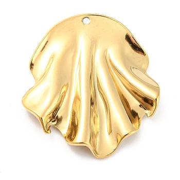 304 Stainless Steel Pendants, Shell Charm, Real 18K Gold Plated, 32x29x4.5mm, Hole: 1.4mm