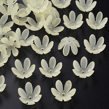 Transparent Acrylic Beads, Frosted, Flower, Champagne Yellow, 19x17x10mm, Hole: 3mm, about 764pcs/500g