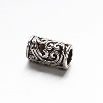 Tibetan Style Zinc Alloy Column Beads, Antique Silver, 8.5x5mm, Hole: 3mm