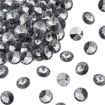 Preciosa&reg MAXIMA Crystal Round Stones, Czech Crystal, Aluminium Layer, Bicone(436 11 177 Rivoli), 00030 260 NightFall, SS39(8.15~8.4mm)