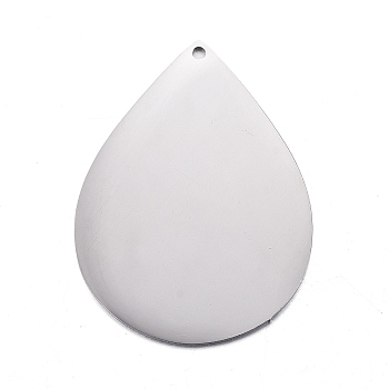 304 Stainless Steel Pendants, Stamping Blank Tag, Teardrop, Stainless Steel Color, 33x25x1mm, Hole: 1.2mm
