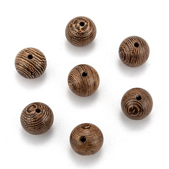 Perles en bois de wengé naturel, non teint, ronde, chameau, 12mm, Trou: 2mm