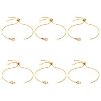 SUNNYCLUE 6Pcs Brass Slider Bracelets Makings, with Box Chains and Lobster Claw Clasps, Light Gold, 9-7/8 inch(25cm), Hole: 1.5mm