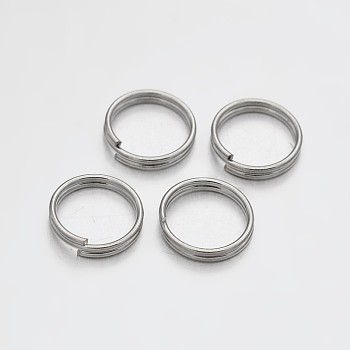 Brass Split Rings, Double Loops Jump Rings, Platinum, 9x1.5mm, Inner Diameter: 8mm, about 2870pcs/500g