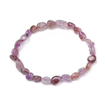 Natural Auralite Stretch Beaded Bracelets, Tumbled Stone, Nuggets, 2 inch~2-1/8 inch(5~5.4cm), Beads: 5~9.5x5~7x4~7mm