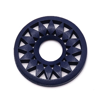 Splint Flat Round Pendants, for DIY Jewelry Making, Midnight Blue, 34.5x4.5mm, Hole: 11mm