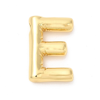 Eco-Friendly Rack Plating Brass Pendants, Long-Lasting Plated, Lead Free & Cadmium Free, Real 18K Gold Plated, Letter Charm, Letter E, 21~23x13~26x4.5~5.5mm, Hole: 2.5~3.5x1.5~2mm