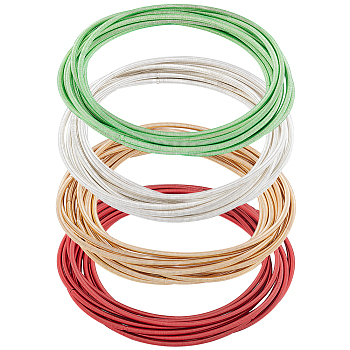 40Pcs 4 Styles Steel Wire Round Snake Chain Stretch Bracelets Set, Guitar String Coil Bracelets for Women, Mixed Color, Inner Diameter: 2-1/4~2-1/4 inch(5.8~5.85cm), 10Pcs/style