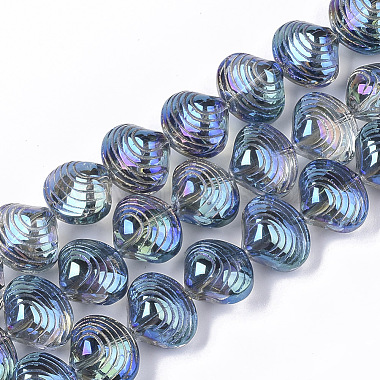 Steel Blue Shell Glass Beads