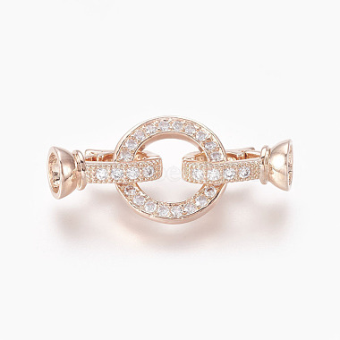 Real Rose Gold Plated Clear Brass+Cubic Zirconia Fold Over Clasps