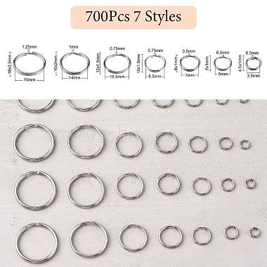 700шт. 7 стили 201 и 304 разрезные кольца из нержавеющей стали(STAS-CJ0002-17)-2