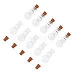 10Pcs Clear Glass Wishing Bottles, Bead Containers, with 10Pcs Cork Stopper, Gourd Shape, 3.25~3.35x1.55~1.6cm, Hole: 6mm(AJEW-TA0002-85F)