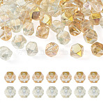 60Pcs 2 Colors Electroplate Glass Beads, Polygon, Faceted, Half Plated, Mixed Color, 11~12x10.5~11x9mm, Hole: 0.9~1mm, about 30pcs/color(EGLA-TADJ0001-19C)