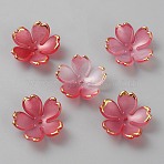 Acrylic Bead Caps, 5-Petal Sakura, Cerise, 18x19x6mm, Hole: 1.4mm(OACR-CJC0002-04A)