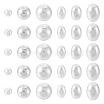 410Pcs 6 Styles Glass Pearl Beads, Round & Rice, White, 3~8x3~8mm, Hole: 0.9~1mm(HY-TA0003-04A)