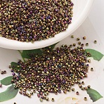 MIYUKI Delica Beads, Cylinder, Japanese Seed Beads, 11/0, (DB0029) Metallic Golden Olive Iris, 1.3x1.6mm, Hole: 0.8mm, about 2000pcs/10g(X-SEED-J020-DB0029)