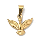 304 Stainless Steel Pendants, Eagle Charm, with 201 Stainless Steel  Snap On Bails, Ion Plating(IP), Golden, 16x18.5x3mm, Hole: 6.5x3mm(STAS-F336-01A-G)
