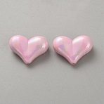 10Pcs Opaque Acrylic Beads, AB Color Plated, Heart, Pearl Pink, 16x22x9mm, Hole: 1.6mm, 10pcs/set(SACR-WH0008-020C)