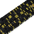 Electroplate Glass Beads Strands, Heishi Beads, Square, Black, 3x3x1mm, Hole: 0.9mm, about 210pcs/strand, 14.96~16.54''(38~42cm)(GLAA-B023-01A-09)