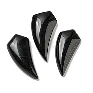 Natural Obsidian Pendants, Horn Charms, 39~40x18~18.5x6.5~8mm, Hole: 1.2mm(G-M417-04C)
