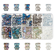 Elite 80pcs 10 Colors Electroplate Glass Beads Strands, AB Color Plated, Bear, Mixed Color, 15x12x8.5mm, Hole: 1mm, 8pcs/color(EGLA-PH0001-35)