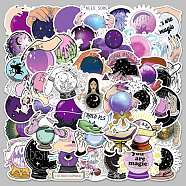 Magic Theme PVC Self Adhesive Stickers, Waterproof Crystal Ball Decals, for Suitcase, Skateboard, Refrigerator, Helmet, Mobile Phone Shell, Purple, 55~85mm, 50pcs/bag(X-STIC-PW0011-13)