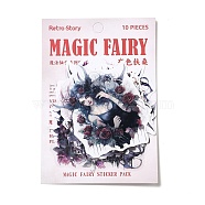 10Pcs Magic Fairy Waterproof PET Self-Adhesive Decorative Stickers, for DIY Scrapbooking, Indigo, 63~80x52~63x0.2mm(DIY-M053-05E)