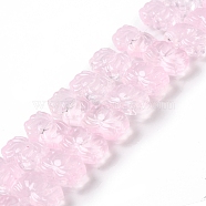 Transparent Glass Beads Strands, Lotus, Pearl Pink, 10x14x7mm, Hole: 0.8mm, about 38pcs/strand, 14.17 inch(36cm)(GLAA-F114-01C)