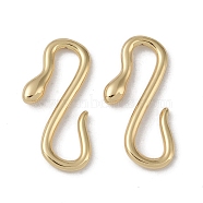 Brass Hook and S-Hook Clasps, Snake, Real 18K Gold Plated, 20x12x2.5mm(KK-G497-26G)