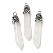 Natural Quartz Crystal Pointed Big Pendants, Rock Crystal Faceted Bullet Charms with Rack Plating Antique Silver Tone Alloy Findings, Cadmium Free & Lead Free, 58x11x11mm, Hole: 5x4mm(G-F766-02AS-08)