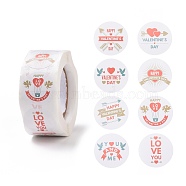 Valentine's Day Round Paper Stickers, Adhesive Labels Roll Stickers, Gift Tag, for Envelopes, Party, Presents Decoration, White, 25x0.1mm, 500pcs/roll(DIY-I107-05B)