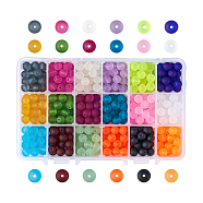 Transparent Glass Beads Strands, Frosted, Round, Mixed Color, 8mm, Hole: 1.3~1.6mm(GLAA-KS0001-8mm-01)