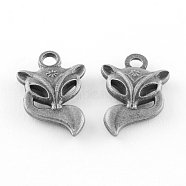 Tibetan Style Alloy Fox Pendant, Cadmium Free & Lead Free, Antique Silver, 20x13.5x4mm, Hole: 2.5mm, about 510pcs/1000g(TIBEP-R343-06AS-LF)