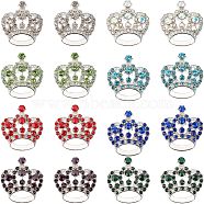 Rhinestone Pendants, with Alloy Findings, Crown, Mixed Color, 31x29x10mm, Hole: 3mm, 8 colors, 2pcs/color, 16pcs/box(RB-NB0001-16P)