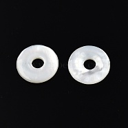 Natural White Shell Charms, Donut/Pi Disc, 15x2.5mm, Hole: 4mm(SSHEL-N003-143)
