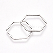 Stainless Steel Linking Rings, for Jewelry Making, Hexagon, Stainless Steel Color, 15.5x17.5x0.8mm, Inner Diameter: 14x16mm(STAS-TAC0002-21-03P)
