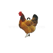 Cute Simulation Animal Opaque  Acrylic Pendants, Rooster, 29x21.5x3mm, Hole: 1.5mm, 10pcs/bag(SACR-P017-01B)